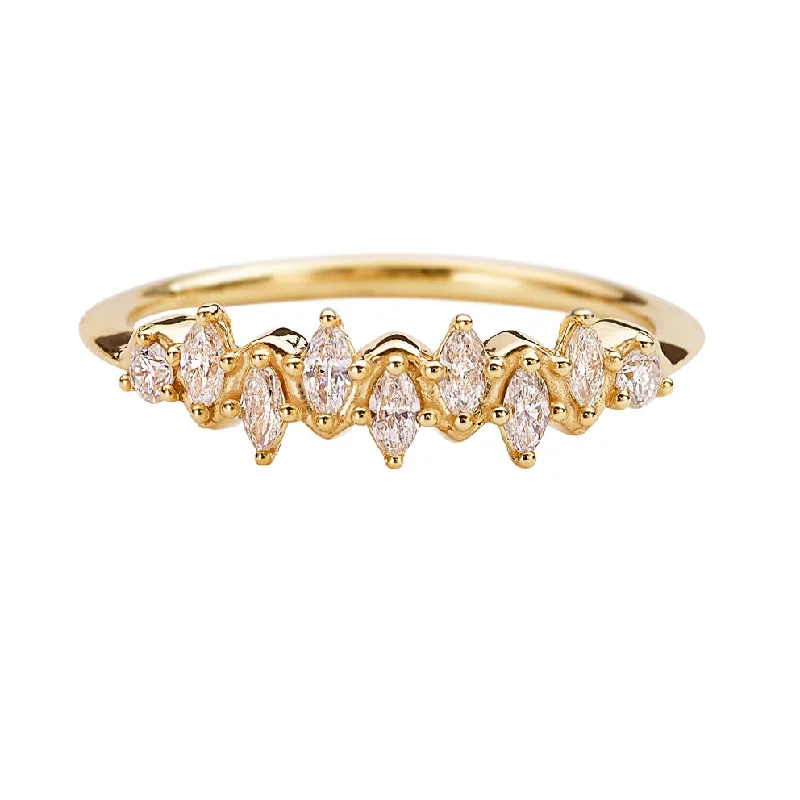 Floating Marquise Cut Cluster Ring with Nine Diamonds