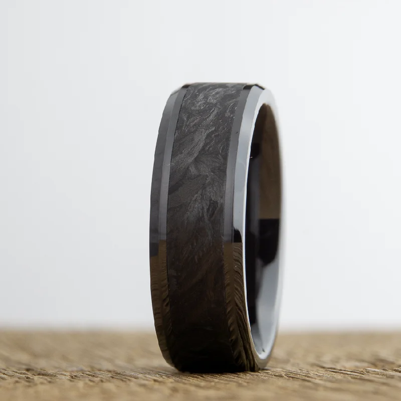 The Black Knight- Forged carbon black ring