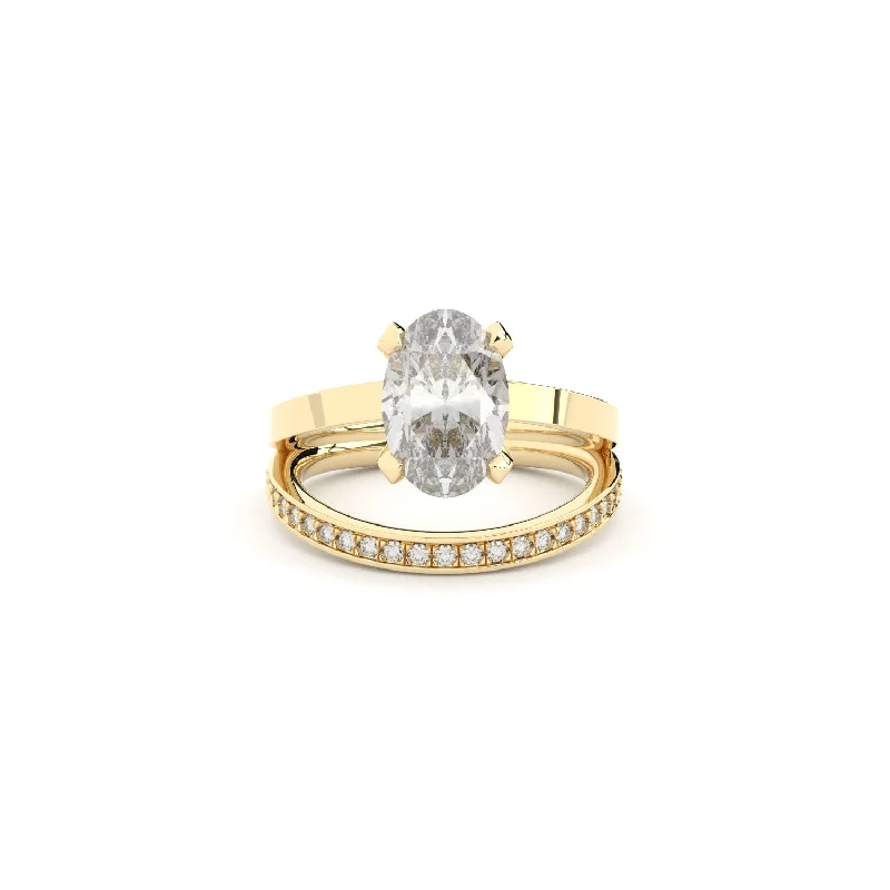 Chunky Hoop Earrings Reflection 18K Gold Ring w. Lab-Grown Diamonds