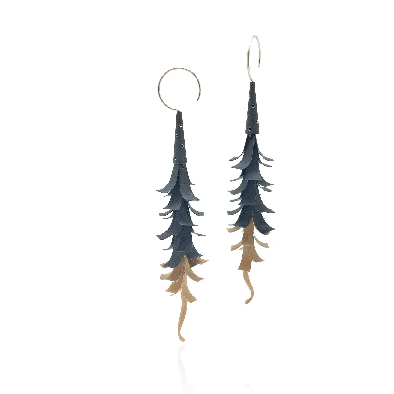 Layered Gold Pendant Gold/Oxidized silver cat tail earrings