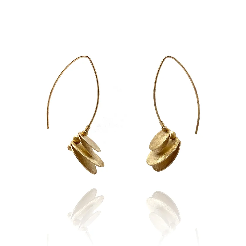 Elegant Pearl Earrings Gold Vermeil Layered Disc Earrings