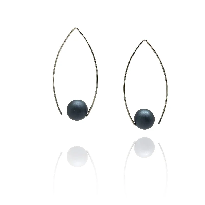 White Gold Hoop Earrings Gunmetal Gray Inverted Earrings