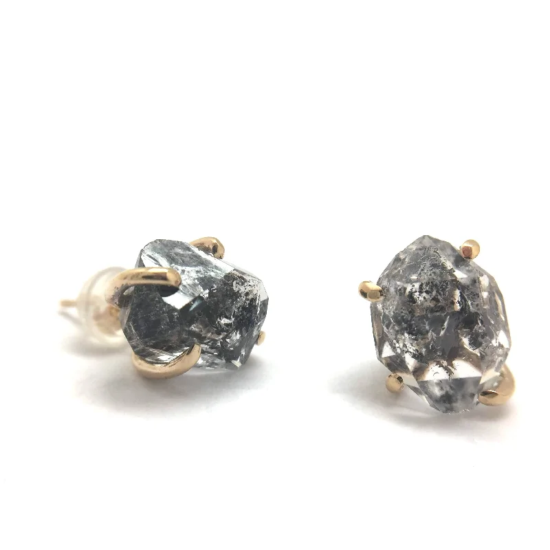 Bohemian Beaded Jewelry Herkimer Diamond Gold Studs