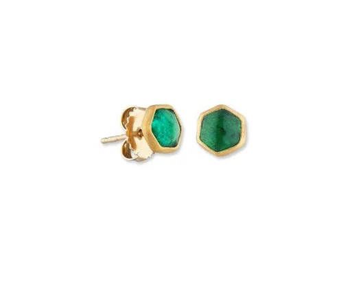 Moonstone Statement Ring Hexagonal Emerald Sun Studs