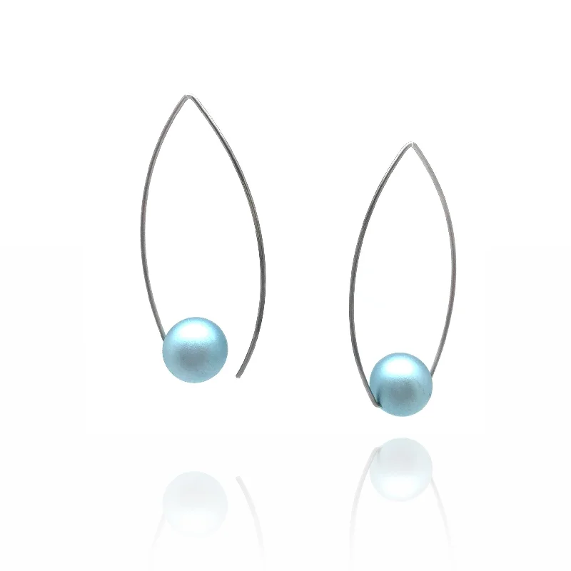 Gold Link Bracelet Light Blue Inverted Sphere Earrings