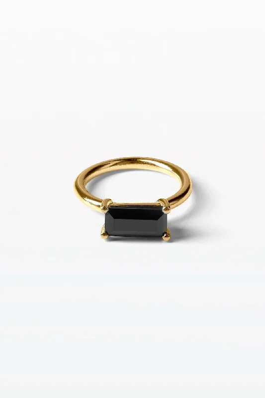 Summa 02 18K Gold Plated Ring w. Onyx