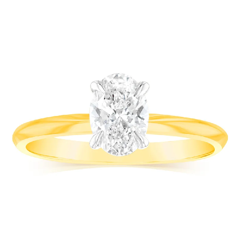 Luminesce Lab Grown 14ct Yellow Gold 1 Carat Oval Certified Solitaire Engagement Ring