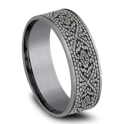 Benchmark Tantalum and Black Titanium Mosaic Pattern -7.5mm