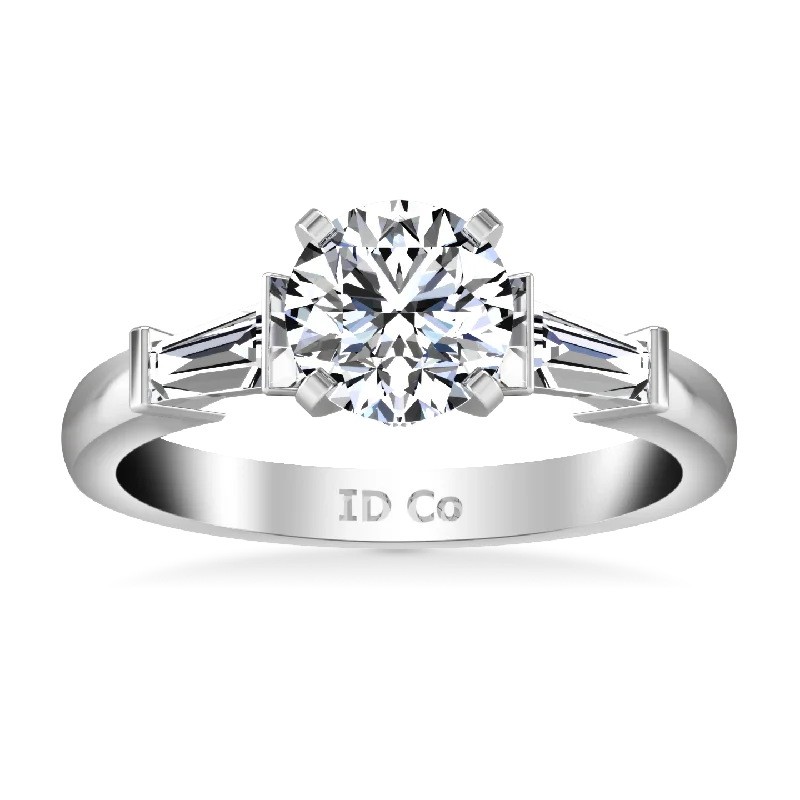 Pave Engagement Ring Classic Baguette 14K White Gold