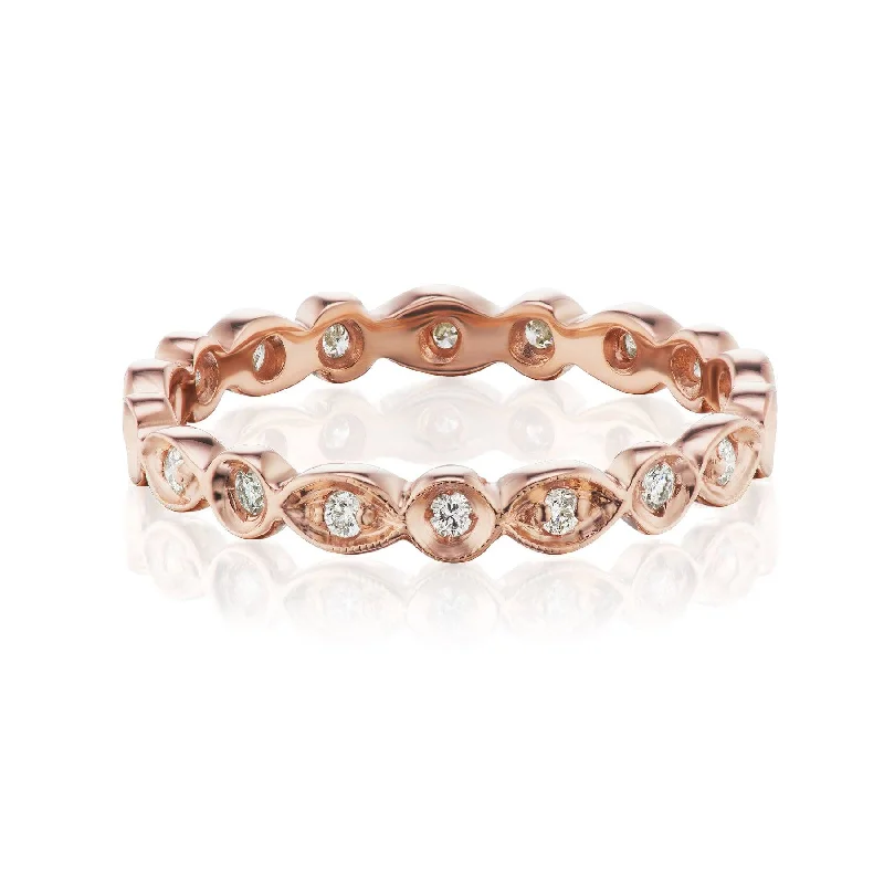 Pink Gold Scalloped Diamond Band