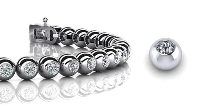 Round Bezel Set Diamond  Tennis Bracelet with 3.04 ct.(finished) 2.75mm