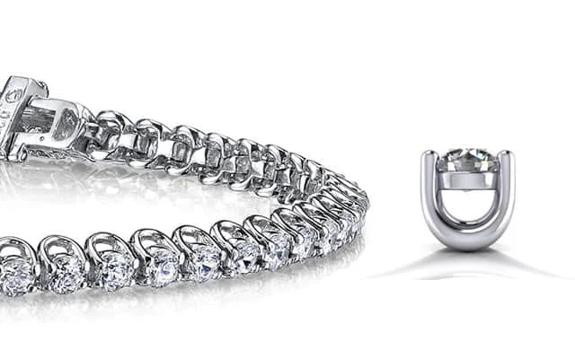 Handmade Gold Earrings Scoop Link Diamond Tennis Bracelet with 3.98 ct.(finished) 2.7mm Handmade Gold Earrings Scoop Link Diamond Tennis Bracelet with 3.98 ct.(finished) 2.7mm