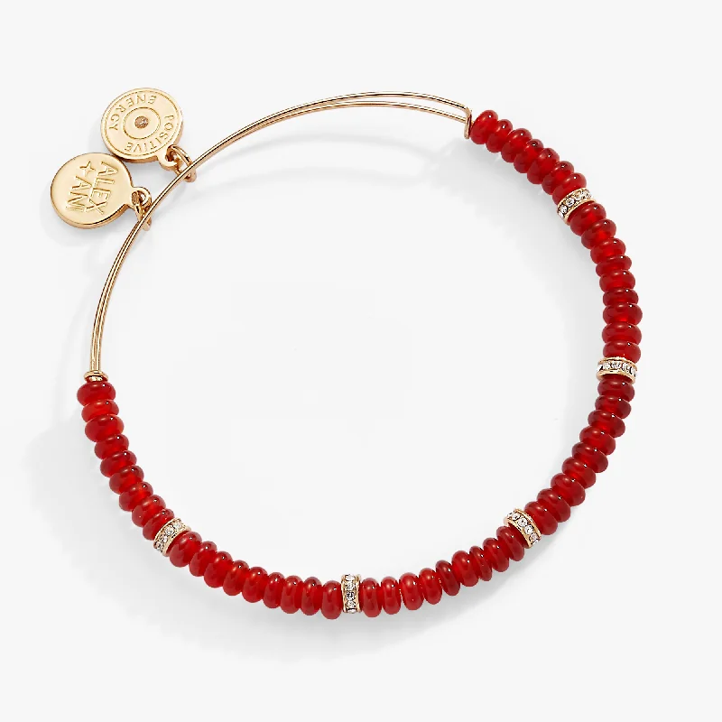 Red Semi-Precious Rondelle Beaded Bangle