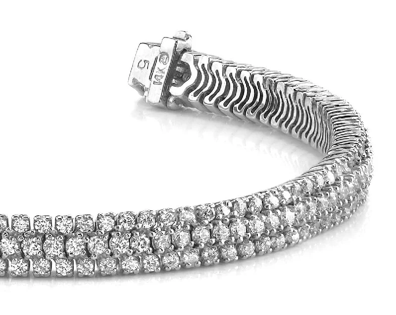 Showstopper Triple Row Diamond Bracelet with 8.16 ct.(finished) 2mm, 2.5mm