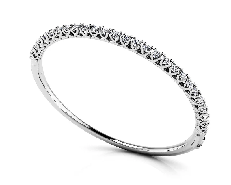 Soft Twist Four Prong Diamond Bangle with 1.74 ct.(finished) 2.5mm