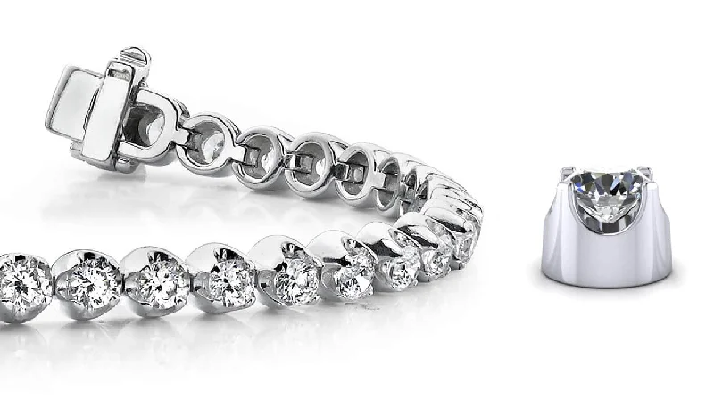 Solid Nugget Diamond  Tennis Bracelet with 5.92 ct.(finished) 3.5mm