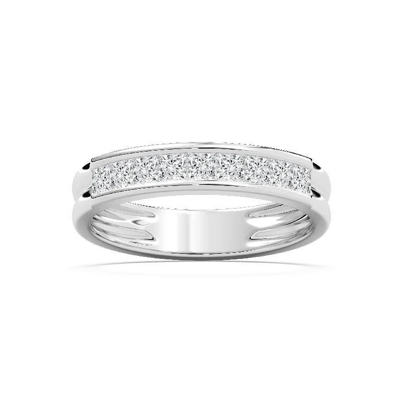 Multi-Layer Necklace Square Cut Channel Band