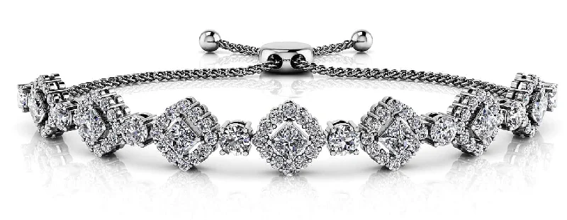 Square Link Adjustable Diamond Bracelet with 1.97 ct.(finished) 1.2mm, 2.5mm, 2.7mm