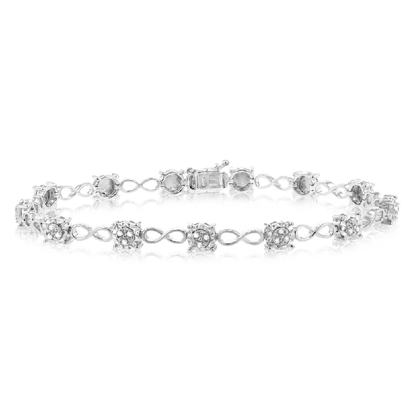 Sterling Silver 1/4 Carat Diamond 18cm Bracelet Set With 39 Diamonds