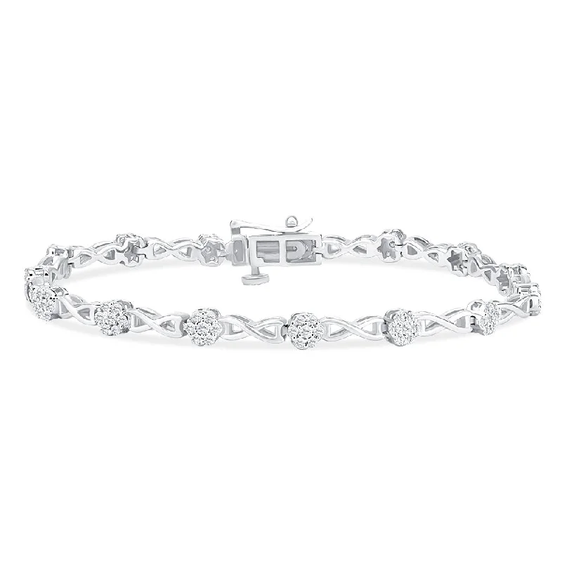 Sterling Silver 1 Carat 18cm Diamond Bracelet