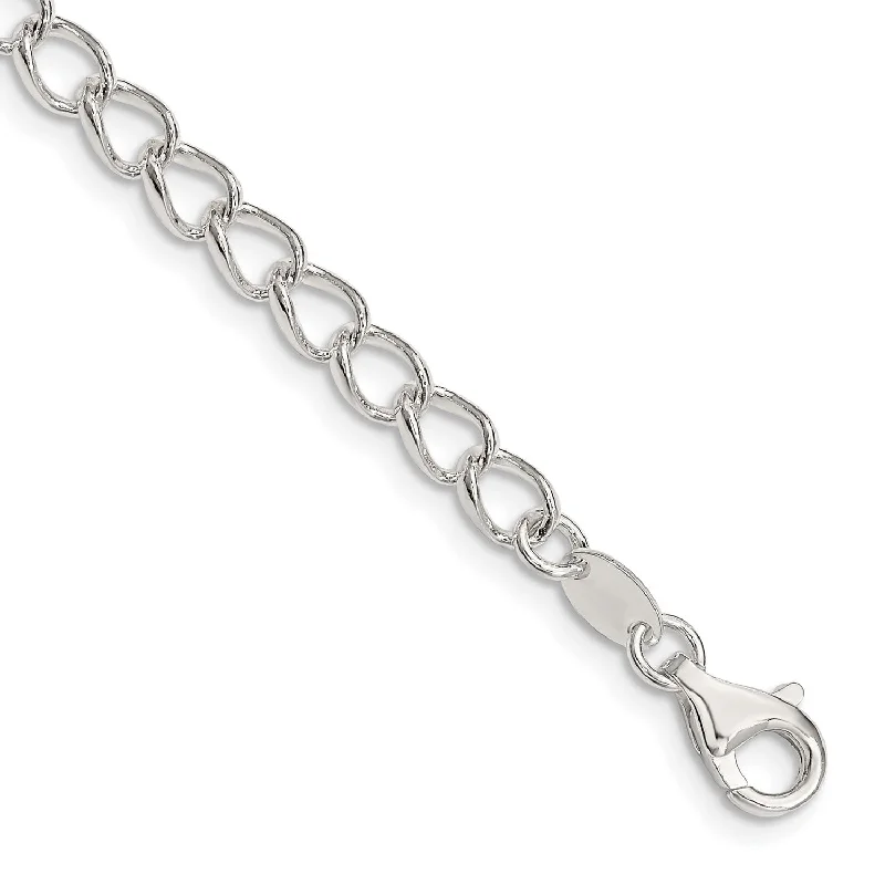 Sterling Silver 8-inch 4.5MM Lobster Clasp Curb Bracelet