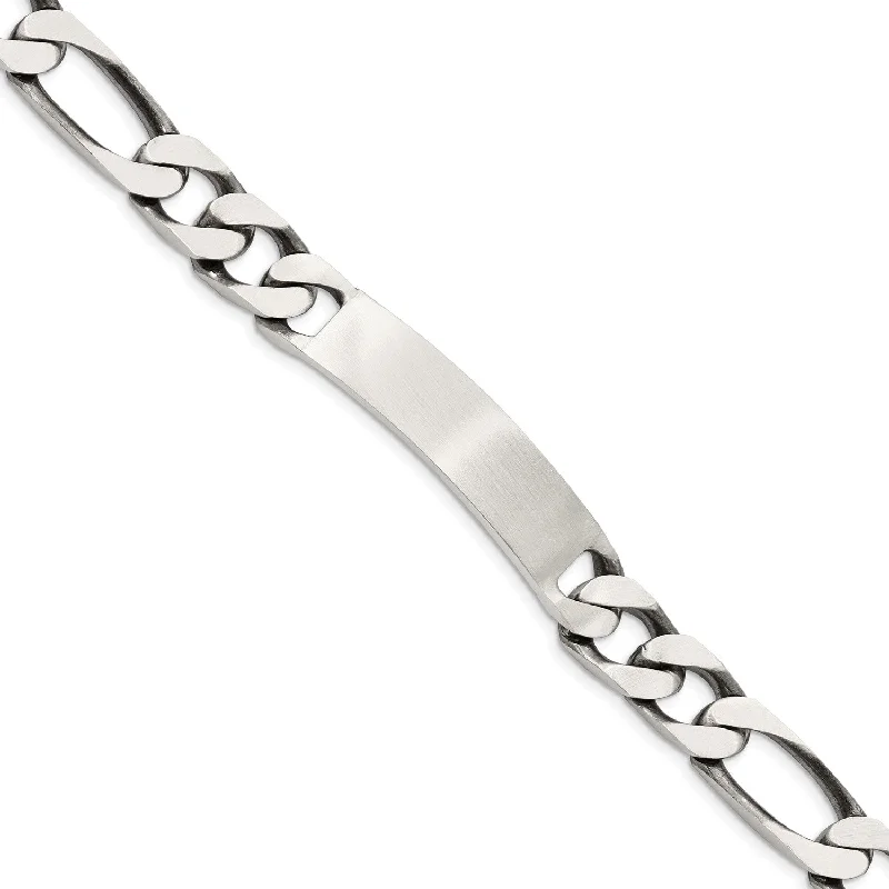 Sterling Silver 8.5-inch 10MM Lobster Clasp Figaro ID Bracelet