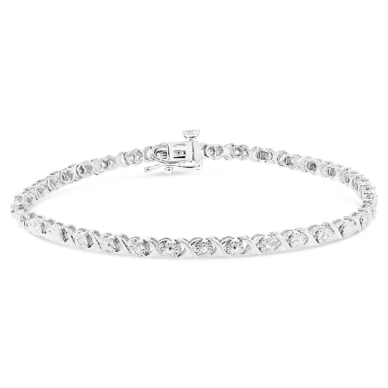 Sterling Silver Diamond Bracelet with Length 18CM