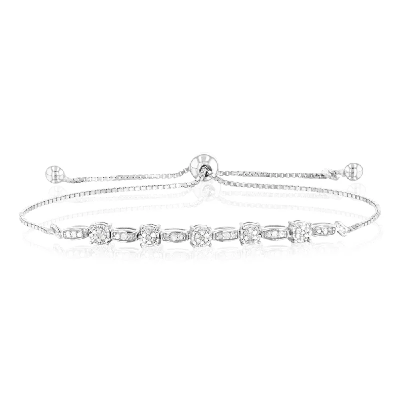 Sterling Silver Diamond Slider Bracelet with 53 Round Brilliant Cut Diamonds