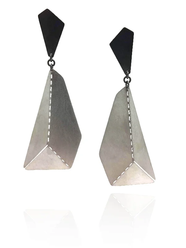 Elegant Diamond Ring Tall Origami Earrings