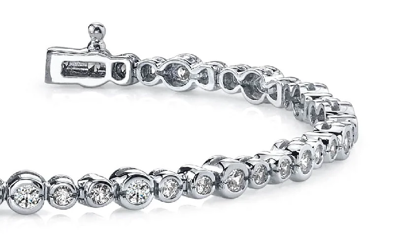 Timeless Half Bezel Diamond Bracelet with 2.94 ct.(finished) 2.25mm, 3mm