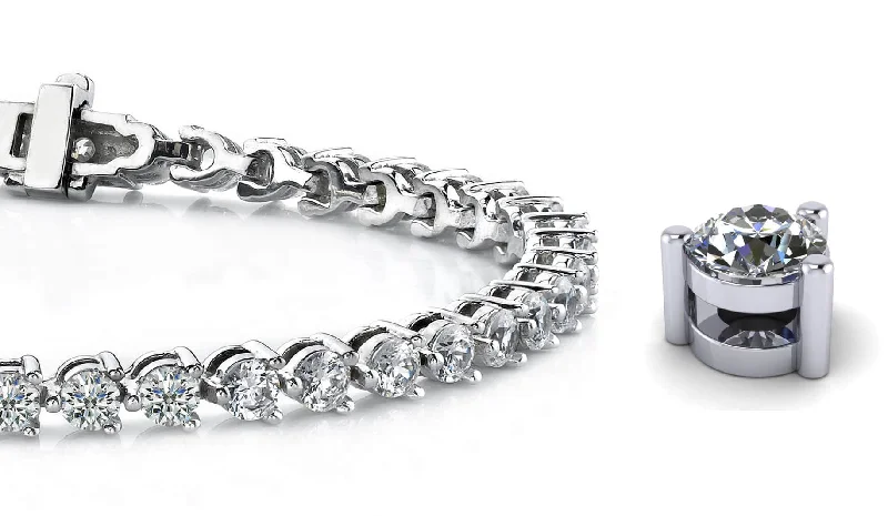 Timeless Three Prong Diamond Tennis Bracelet with 7.02 ct.(finished) 3.6mm