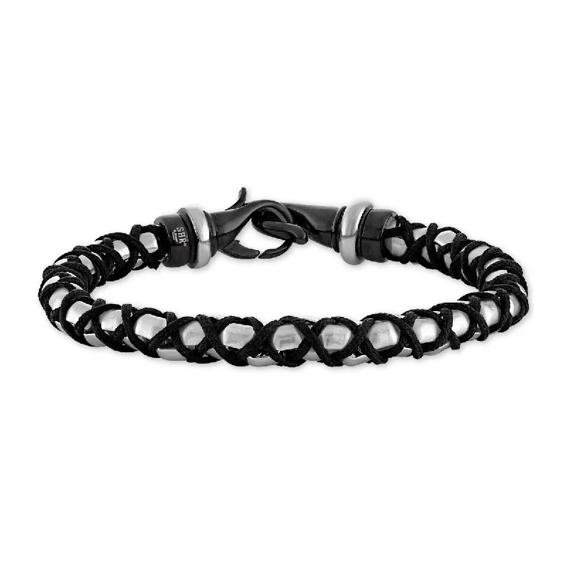 Titán By Adrian Gonzalez Collection 8.5-inch 6MM Stainless Steel and Black Nylon Mesh Bracelet