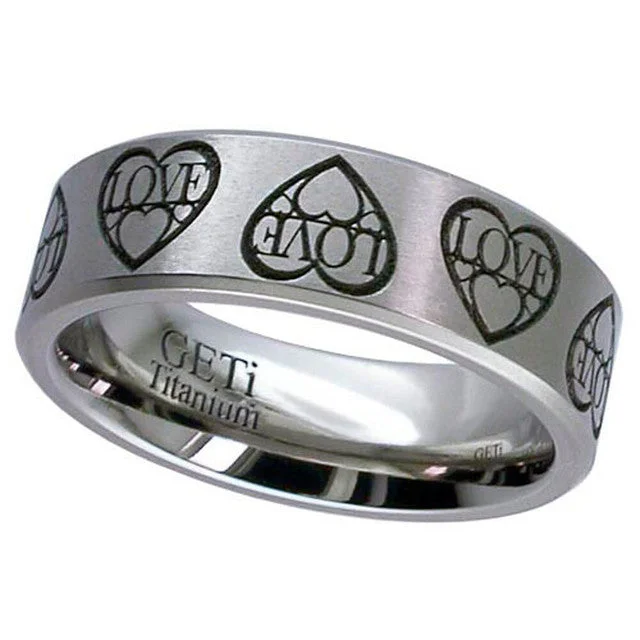 Titanium  Love Hearts Ring - 2226 Love