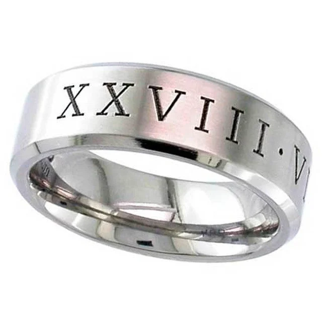 Titanium Ring With Roman Numerals - 2226CHRN