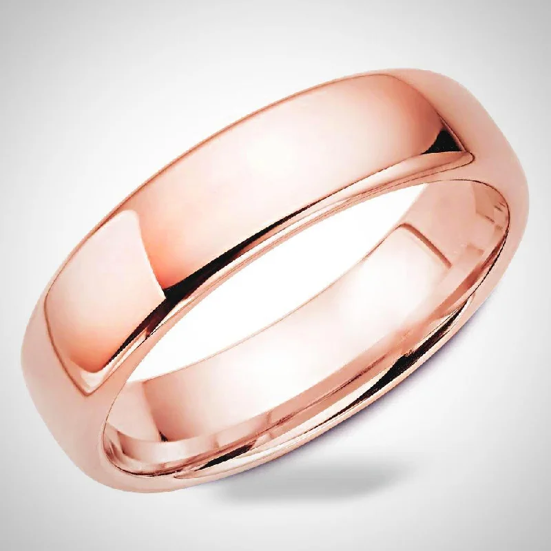 Traditional Men's Wedding ring 14K Pink Gold Band 6.0 mm