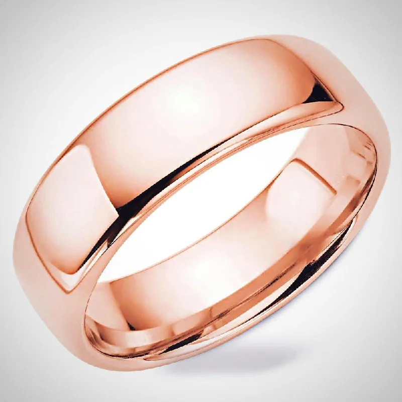 Traditional Men's Wedding Ring 14K Pink Gold Band 8.0 mm