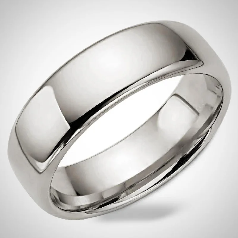 Traditional Men's Wedding Ring 14K White Gold Band 7.0 mm