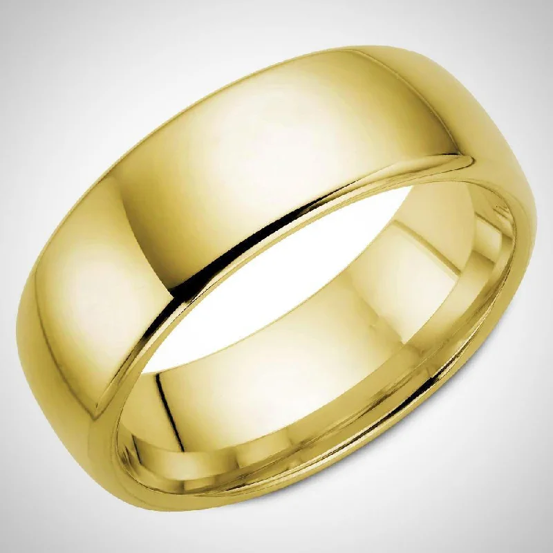 Traditional Men's Wedding Ring 14K Yellow Gold Band 8.0 mm