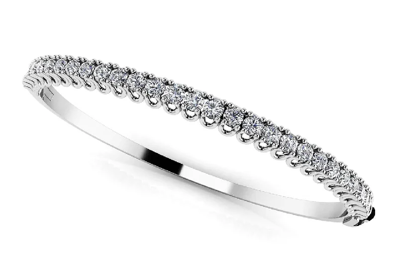 Unique Prong Diamond Bangle Bracelet with 1.74 ct.(finished) 2.5mm