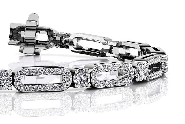 Victorian Capsule Link Diamond Bracelet with 2.54 ct.(finished) 1mm, 3mm