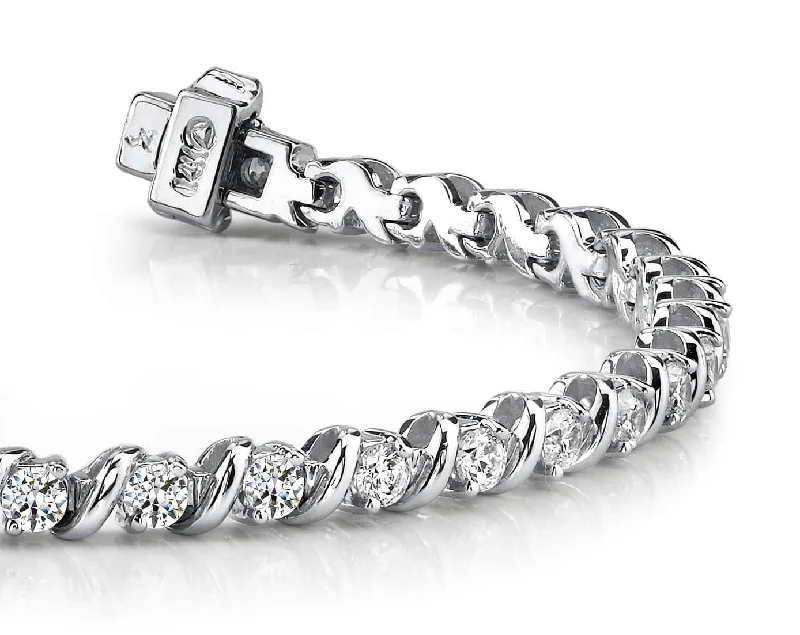 Wavy Hood Link Diamond  Tennis Bracelet with 6.00 ct.(finished) 3.75mm