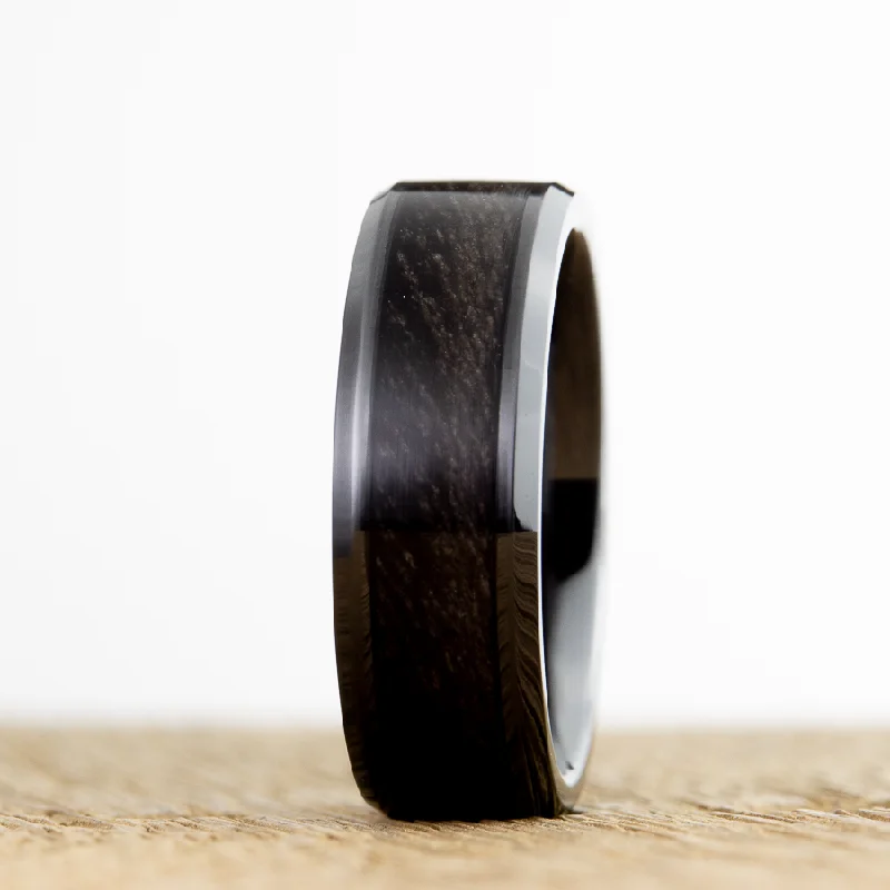 Weathered barnwood on Black ring