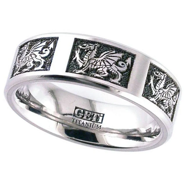 Welsh Dragon Celtic Titanium Ring - 2226CH-CD16