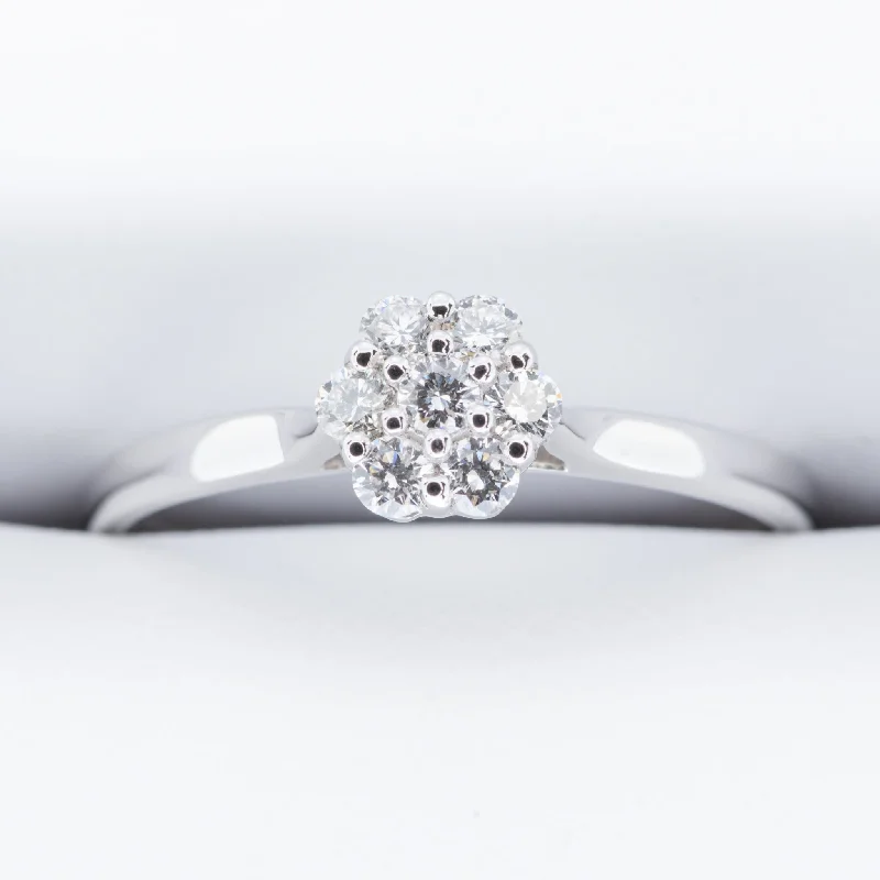 White Gold .25ct Daisy Cluster Diamond Engagement Ring