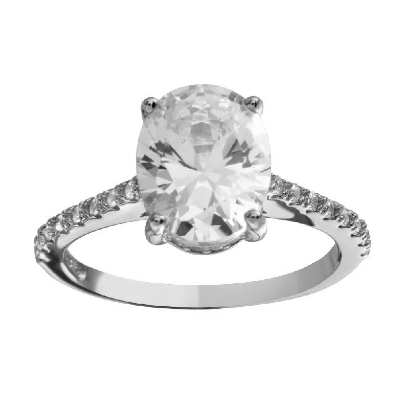 Marquise Diamond Ring Rhodium Plated 925 Sterling Silver Oval Solitaire CZ Band Ring - BGR01184RHD Marquise Diamond Ring Rhodium Plated 925 Sterling Silver Oval Solitaire CZ Band Ring - BGR01184RHD