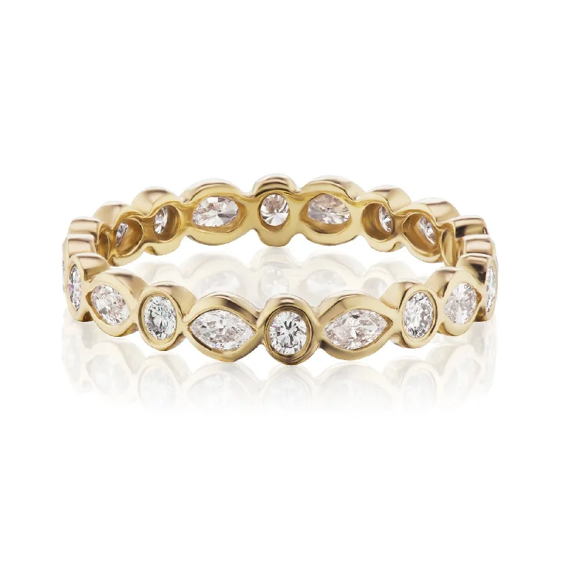 Yellow Gold Marquise and Round Diamond Band