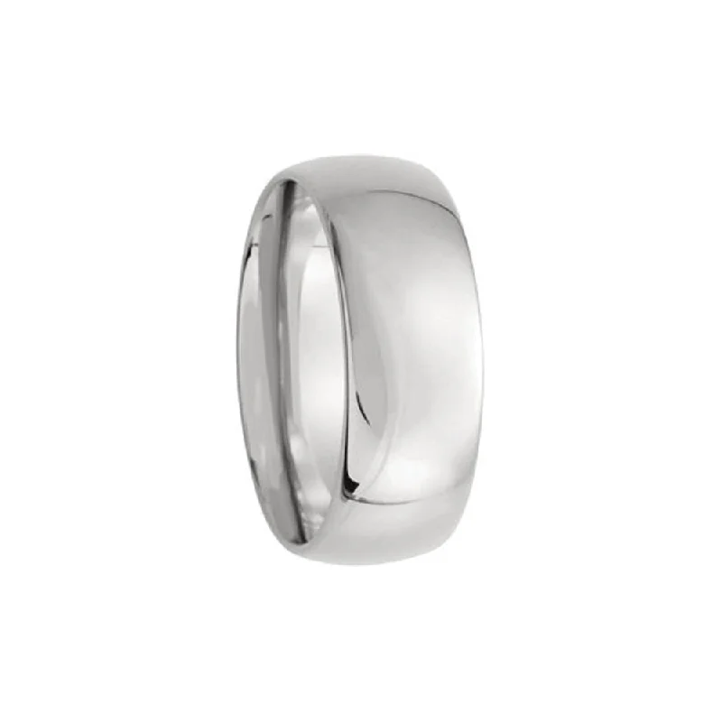 7mm Light Domed Comfort Fit Wedding Band in 14k White Gold