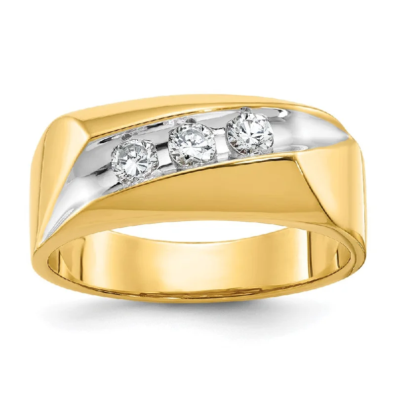 8.5mm 14K Yellow Gold & White Rhodium 1/3 Ctw Diamond Tapered Band